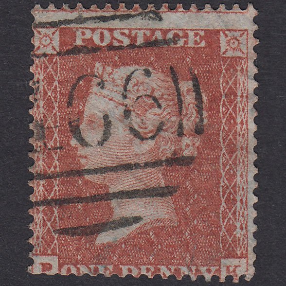 GB QV 1855 1d Red-Brown Plate 2 SG26-C5(1) PK GU Liverpool 466
