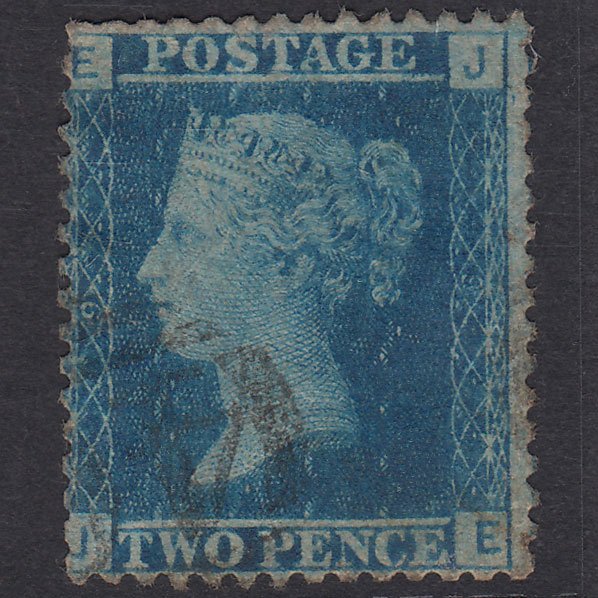 GB QV 1858 2d Blue Plate 9 SG45-G2 JE GU Light Cancel