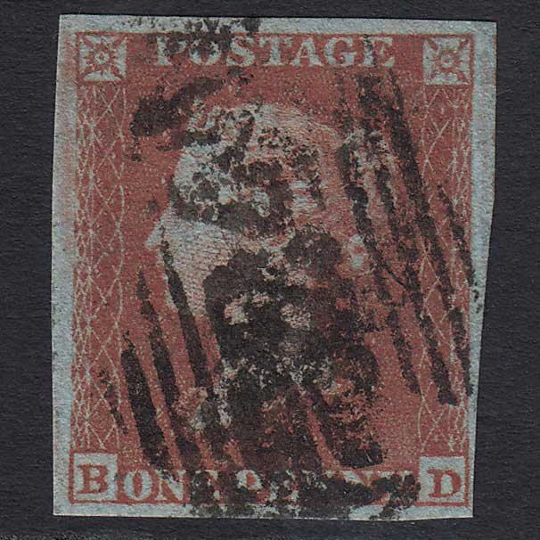 GB QV 1841 1d Red-brown (Plate 138) (SG8) 'BD' GU 4 Margins