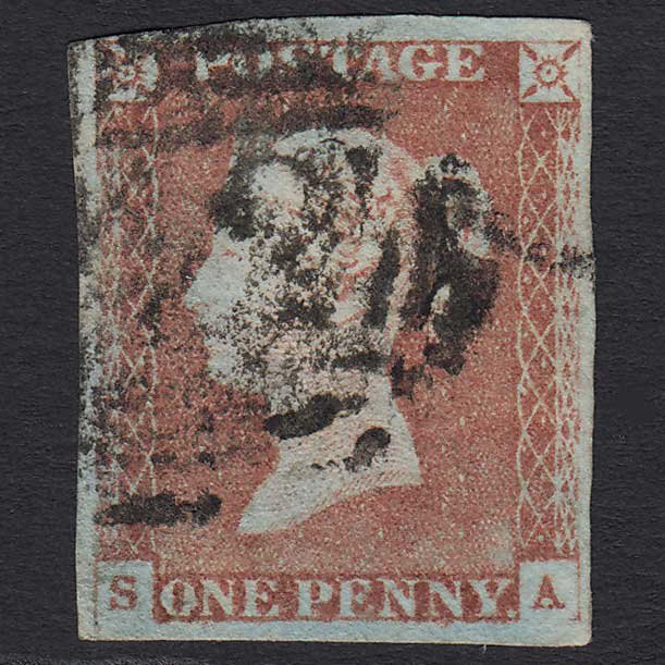 GB QV 1841 1d Pale Red-brown (Plate 67) (SG9) 'SA' GU 4 Margins