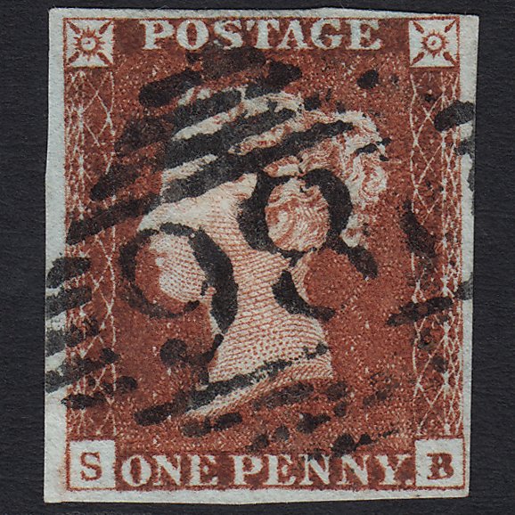 GB QV 1841 1d Deep Red-brown (Plate 51) SG10-B1(4) SB VFU Dublin 186 4M