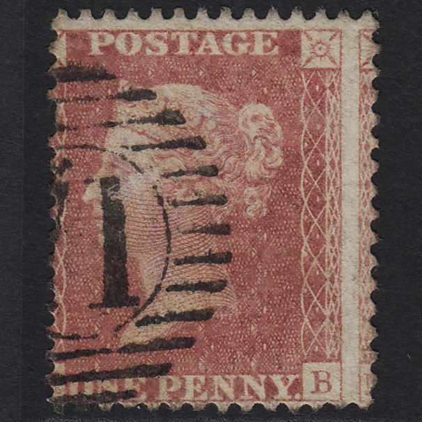 GB QV 1857 1d Rose-red SG40-C10(1) GU London D&S 71 Large Misperf