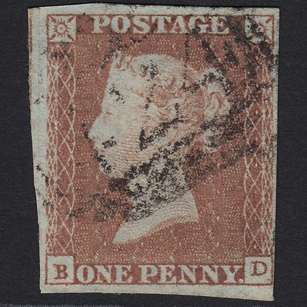 GB QV 1841 1d Pale Red-brn (Plate 92) SG9-B1(3) BD FU Knaresborough 424 4M