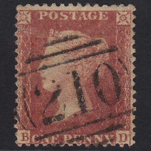 GB QV 1857 1d Rose-red (Plate 52) SG40-C10(1) BD GU Colchester 210