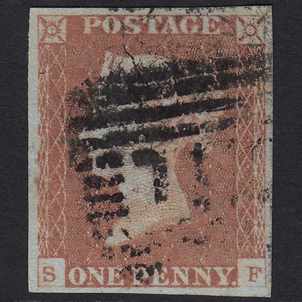 GB QV 1841 1d Red-brown (Plate 85) SG8-B1(1) SF GU in Scotland 4 Margins