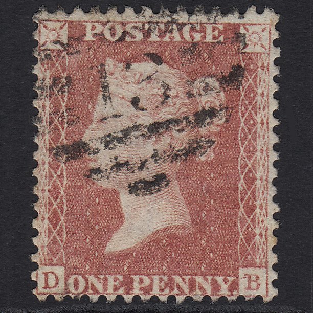 GB QV 1857 1d Rose-red (Plate 60) SG40-C10(1) DB GU London D&S Cancel