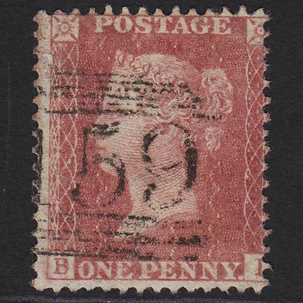 GB QV 1857 1d Pale Rose (Plate 57) SG39-C10(3) BI FU Glasgow 159