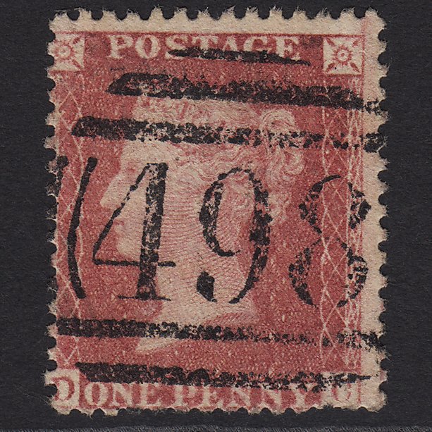 GB QV 1857 1d Rose-red (Plate 55) SG40-C10(1) DC GU Manchester 498