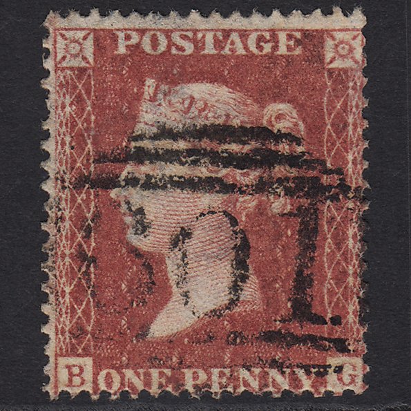 GB QV 1857 1d Rose-red (Plate 38) SG36-C11 BG FU Oundle 601 Key Plate!