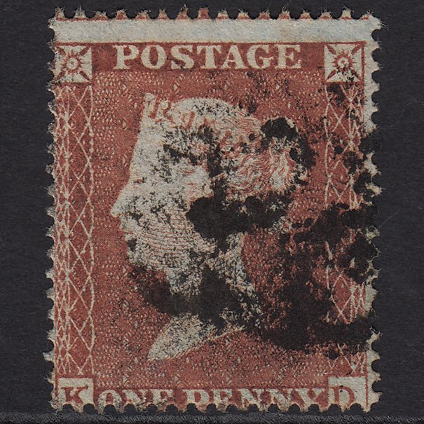 GB QV 1854 1d Red-brown (Plate 192) SG17-C1(1) KD GU Misperf
