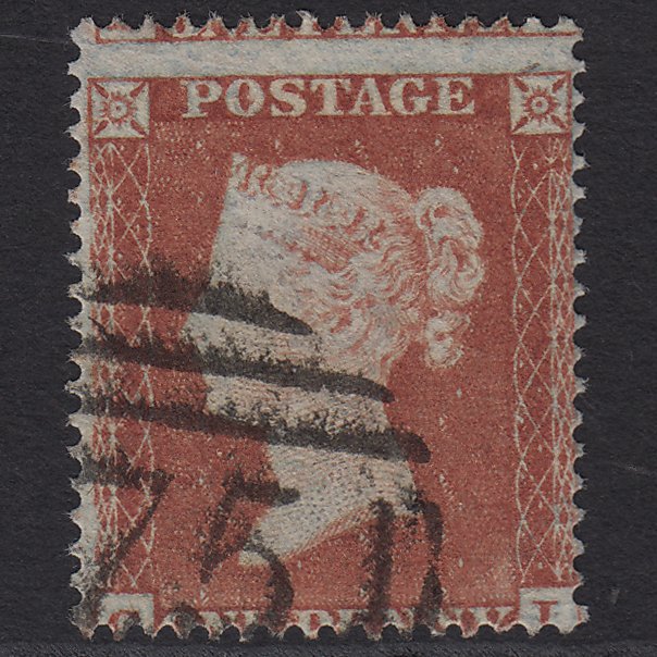 GB QV 1854 1d Red-brown SG17-C1(1) FU Birmingham 75 Misperf