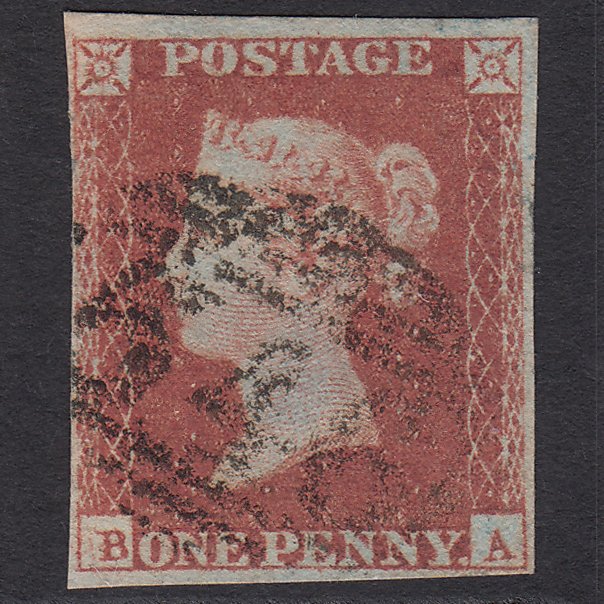 GB QV 1841 1d Red-brown (Plate 96) SG8-B1(1) BA GU 4M Newcastle-under-lyme 546
