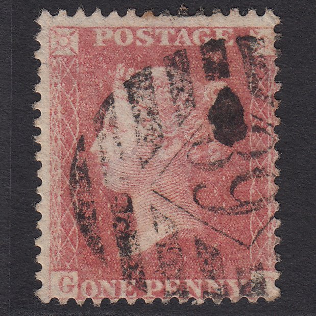GB QV 1857 1d Pale Rose (Plate 47) SG39-C10(3) GC GU London IS Cancel