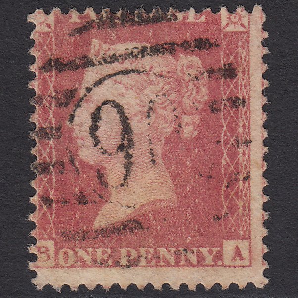 GB QV 1857 1d Rose-red (Plate 62) SG40-C10(1) BA GU London D&S 90 Misperf