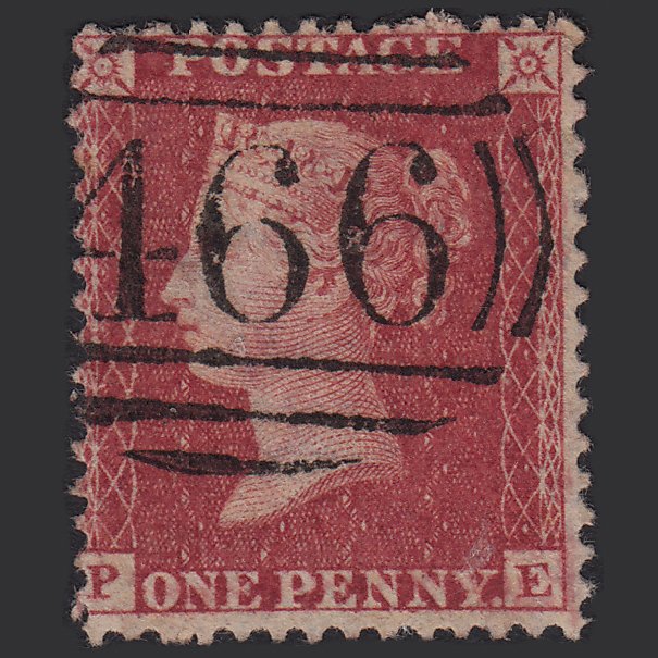 GB QV 1857 1d Rose-red (Plate 59) SG40-C10(1) PE FU Liverpool 466