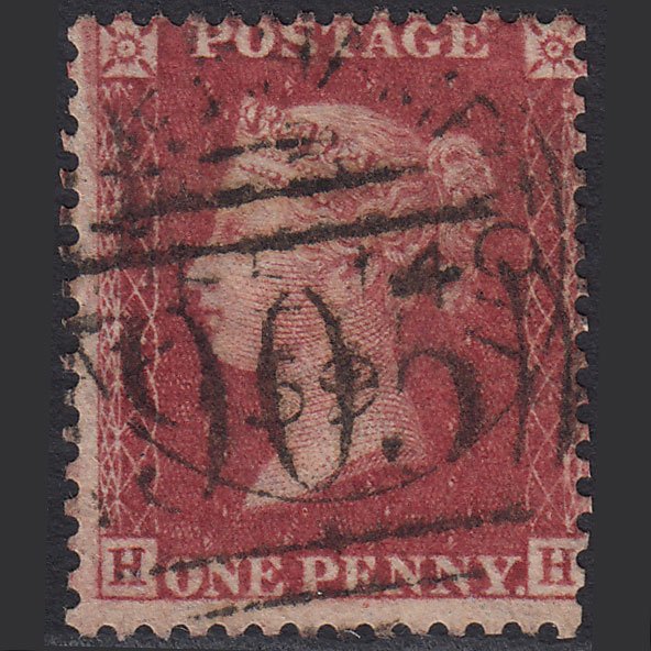 GB QV 1857 1d (Plate 43) SG41-C10(4) HH FU Missing Imprimatur Wolverhampton 905