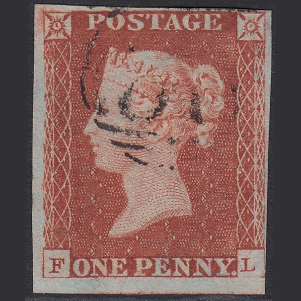 GB QV 1841 1d Red-brown (Plate 67) SG8-B1(1) FL FU 4 Margins Light Cancel