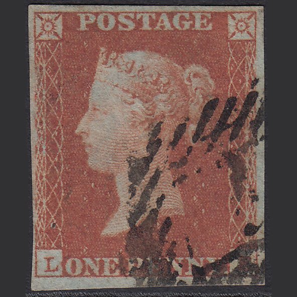 GB QV 1841 1d (Plate 95) SG8-B1(1) LE FU 4 Margins London IS Print Flaw