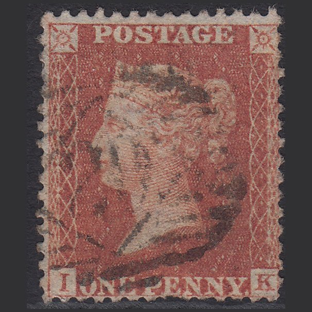 GB QV 1856 1d Red-brown (Plate 37) SG29-C8(1) IK GU London IS Cancel