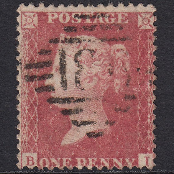 GB QV 1857 1d Rose-red (Plate 62) SG40-C10(1) BI FU Dublin 186