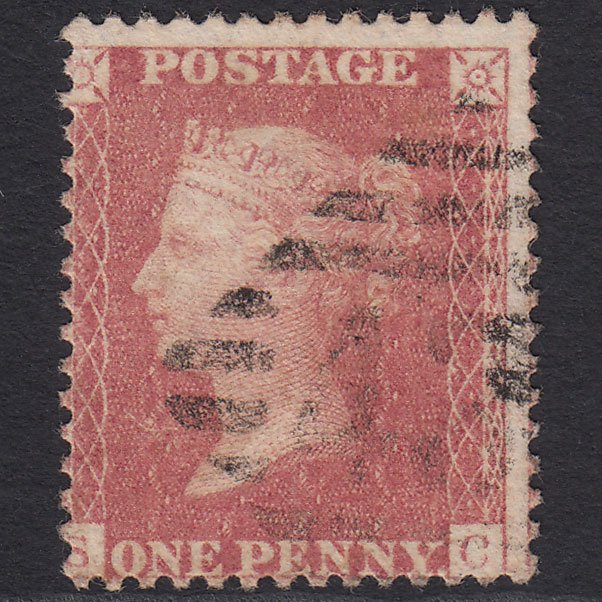 GB QV 1857 1d Pale Rose (Plate 56) SG39-C10(3) SC GU Ireland Misperf