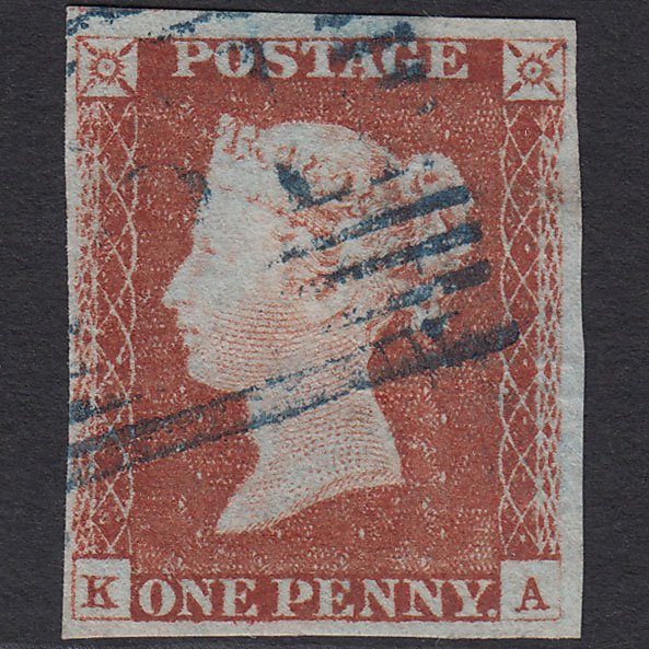 GB QV 1841 1d Red-brown (Plate 62) SG8-B1(1) KA FU Blue Scots Cancel