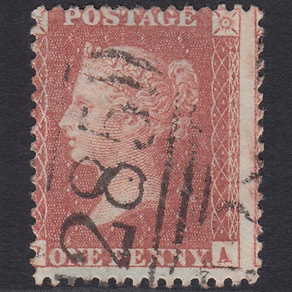 GB QV 1856 1d Red-brown (Plate 43) SG29-C8(1) PA FU Exeter 285 Misperf