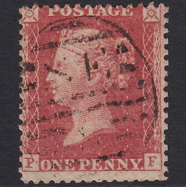 GB QV 1857 1d Rose-red (Plate 62) SG40-C10(1) PF GU London D&S Cancel