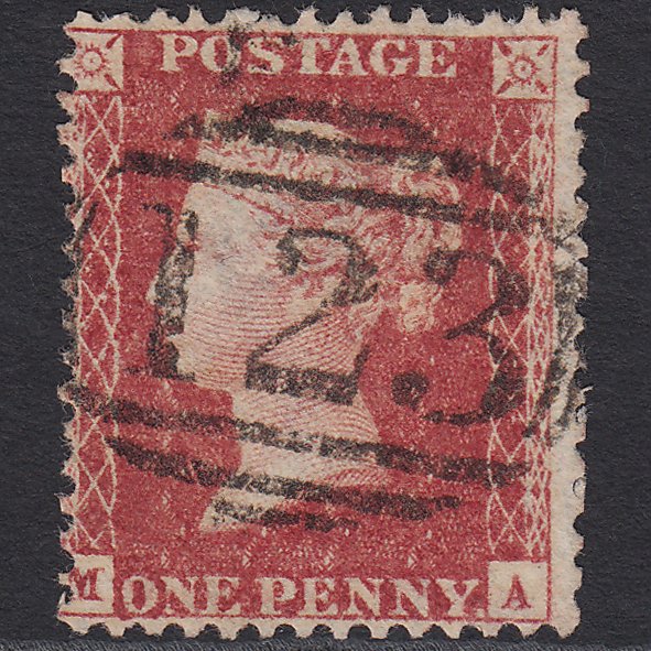 GB QV 1857 1d Rose-red (Plate 59) SG40-C10(1) MA VFU Bridgwater 123