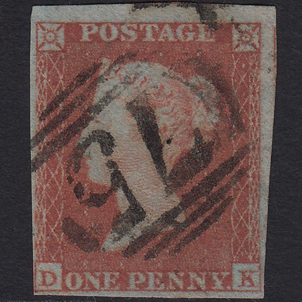 GB QV 1841 1d Very Blued (Plate 165) SG8a-B1(2) DK FU 4M Birmingham 75