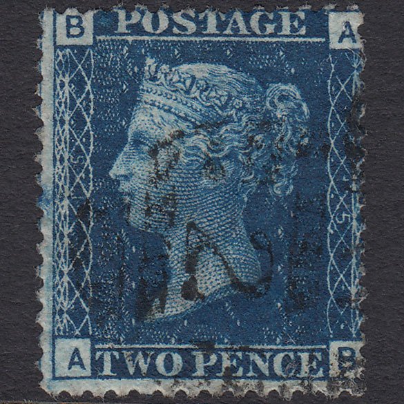 GB QV 1869 2d Blue (Plate 15) SG46-G3 AB FU London D&S Cancel