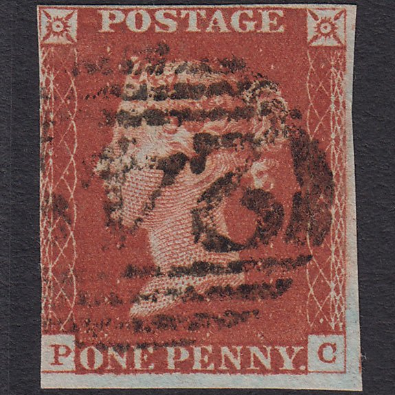 GB QV 1841 1d Deep Red-brown (Plate 60) SG10-B1(4) PC FU 3 Margins
