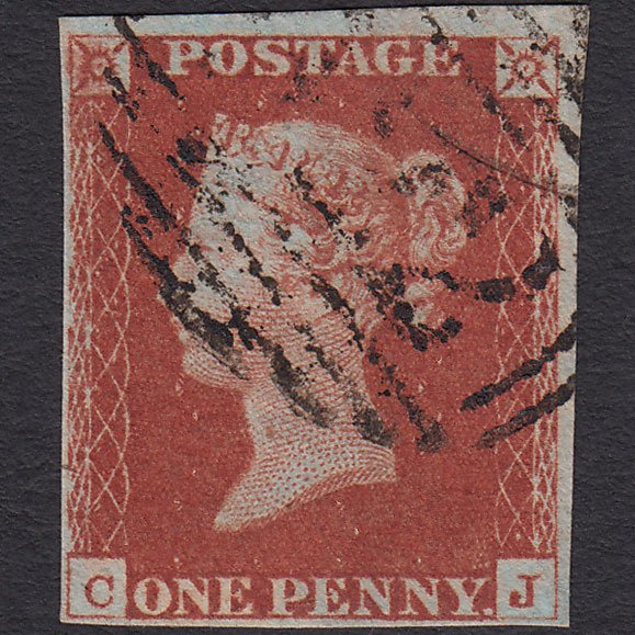 GB QV 1841 1d Deep Red-brown (Plate 60) SG10-B1(4) CJ FU 4 Margins