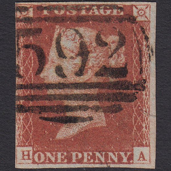 GB QV 1841 1d Red-brown (Plate 60) SG8-B1(1) HA FU 4 Margins Ollerton 592