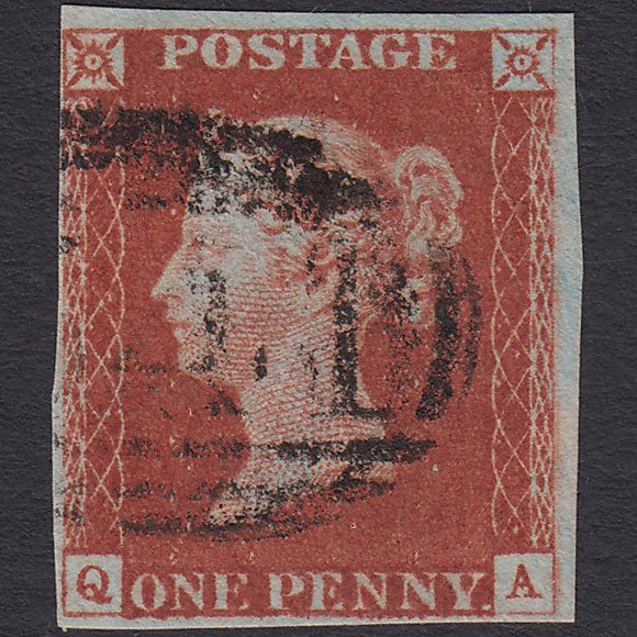 GB QV 1841 1d Red-brown (Plate 60) SG8-B1(1) QA VFU 4 Margins Newark 541