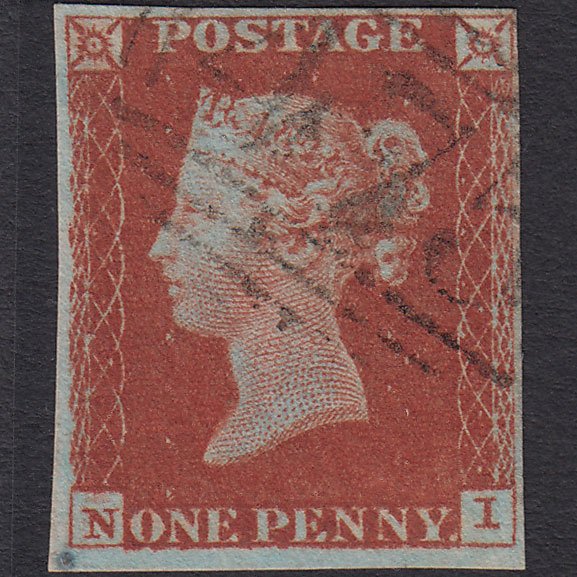 GB QV 1841 1d Deep Red-brown (Plate 60) SG10-B1(4) NI VFU 4M Loughborough 475