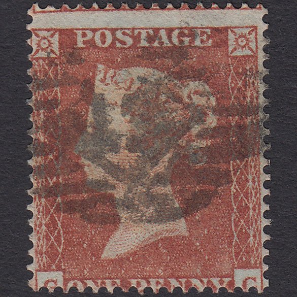 GB QV 1854 1d Red-brown (Plate 180) SG17-C1(1) GC FU London IS Cancel Misperf