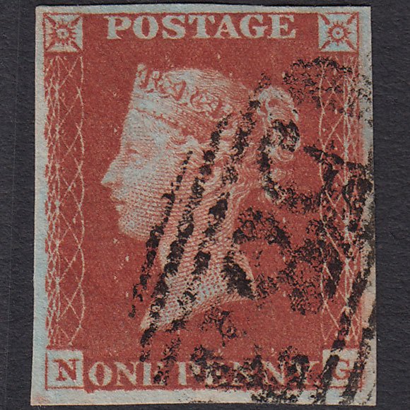 GB QV 1841 1d Deep Red-brown (Plate 60) SG10-B1(4) NG VFU 4M Nottingham 583