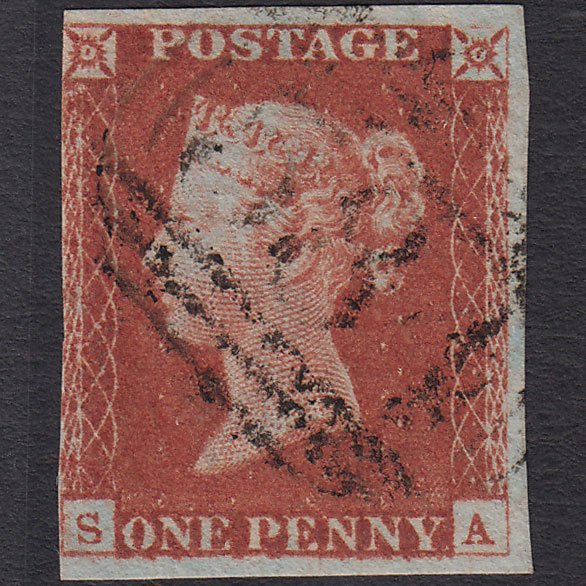 GB QV 1841 1d Red-brown (Plate 60) SG8-B1(1) SA FU 3 Margins Woodchurch 584