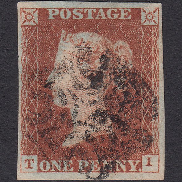 GB QV 1841 1d Red-brown (Plate 24) SG8-B1(1) TI GU 4 Margins Maltese Cross