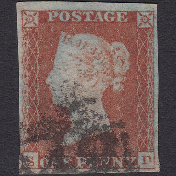 GB QV 1841 1d Red-brown (Plate 123) SG8-B2(1) SD FU 4 Margins