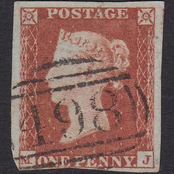 GB QV 1841 1d Red-brown (Plate 102) SG8-B1(1) MJ GU 4M Manchester 498