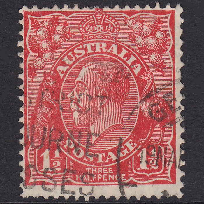 AUSTRALIA 1927 1 1/2d Scarlet King George V SG96 FU Slogan Pmk