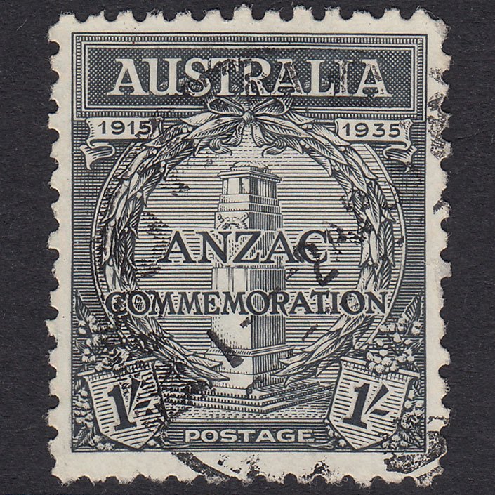 AUSTRALIA 1935 1sh Black Cenotaph, Whitehall SG155 FU Light CDS