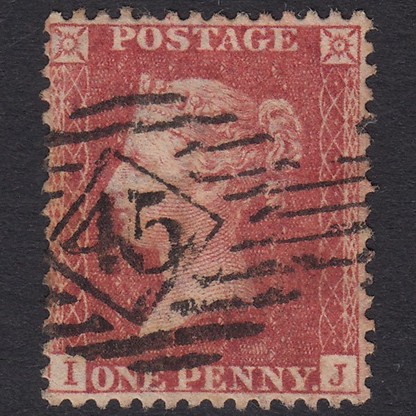 GB QV 1857 1d Rose-Red Plate 46 SG40-C10(1) IJ GU London IS 45 45.F