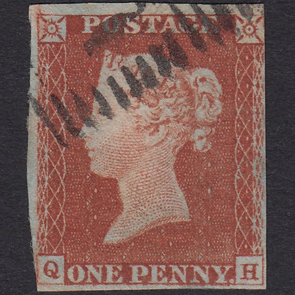 GB QV 1841 1d Red-Brown Plate 62 SG8-B1(1) QH FU Nr 4 Margins Scotland