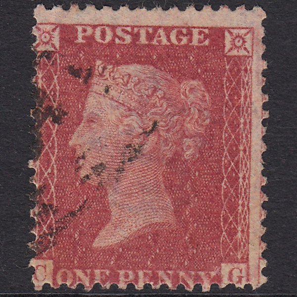 GB QV 1857 1d Rose-Red Plate 55 SG40-C10(1) CG GU Light Cancel