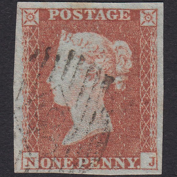 GB QV 1841 1d Plate 112 SG8-B1(1) NJ GU 4 Good Margins London IS Cancel