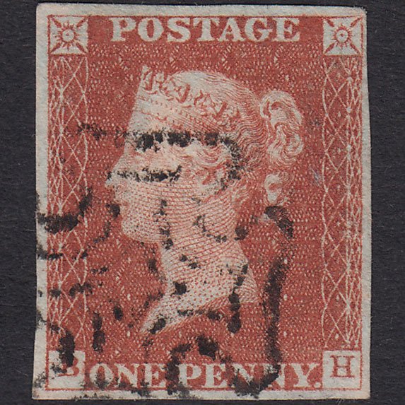 GB QV 1841 1d Red-Brown Plate 34 SG8-B1(1) BH GU 4 Margins Maltese Cross