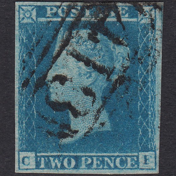 GB QV 1841 2d Blue Plate 3 SG14-E1(2) CF VFU Keswick 413